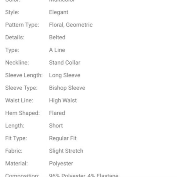 ELEGANT FLORAL GEO PRINT STAND COLLAR A LINE MINI DRESS - Picture 7 of 12